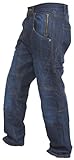 Newfacelook Men's Motorcycle Motorbike Zip Pocket Blue Jeans Trouser Reinforce With Aramid Protection Lining