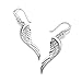 Rhodium Plated 925 Sterling Silver Cubic Zirconia Accent Angel Wings Dangle Hook Earrings 5 cm Jewelry for Women - Nickel Free