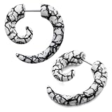 Summer style White Marble Print earrings fake faux tapers Sold AS PAIR w 50