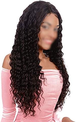 Loose Deep Wave Lace Front Human Hair Wigs Pre Plucked Brazilian Hair Wigs Natural Color T-Shirt,16inches T-Shirt,150%