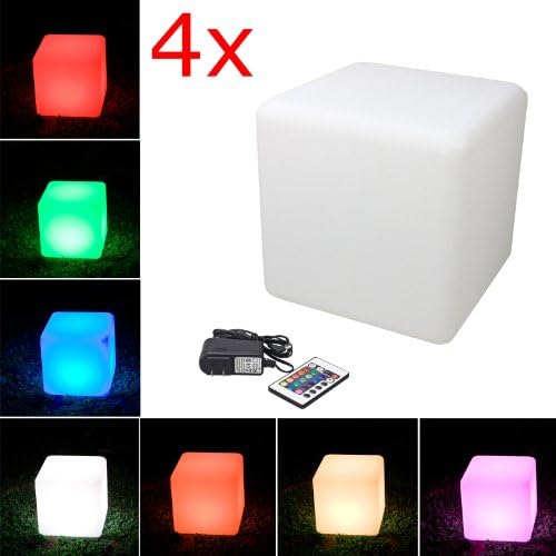LED Cube Light, LOFTEK Shape Light, Rechargeable and Cordless Decorative Light with 16 RGB Colors and Remote Control, 16-Inch Cube, Pack of 4