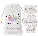 KREATWOW Unicorn Bags Party Favors Supplies - Reusable Party Candy Loot Bags for Girls Birthday Party Baby Shower 5 x 8 inches 10 Pack