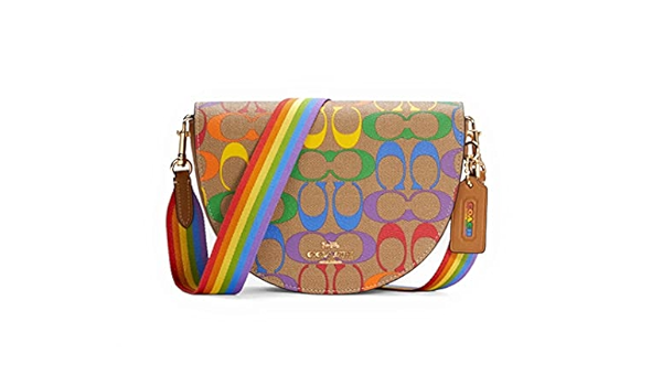 circle crossbody in rainbow signature canvas