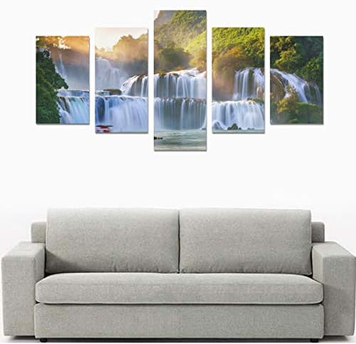 Beautiful Deep Forest Waterfall Canvas Print Sets Wall Art Picture 5 Pieces Paintings Posters Prints Photo Image On Canvas Ready To Hang For Living Room Bedroom Home Office Wall Decor (no Frame)