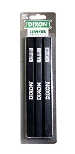 DIXON 14206 Medium, Black and Silver Carpenter Pencils (6 Pack)