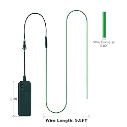 MaxLax EL Wire Green, 9.8ft/3m Portable Battery