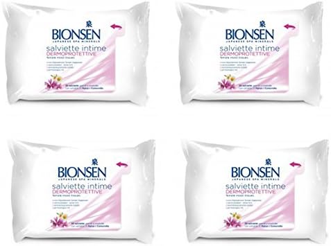 Bionsen: "Salviette Intime" Feminine Wipes, pH 4.5 * PACK OF 4, 20 Wipes Each * [ Italian Import ]