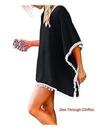 VYNCS Cubierta de traje de baño, casual, de gasa, con borlas, para dama