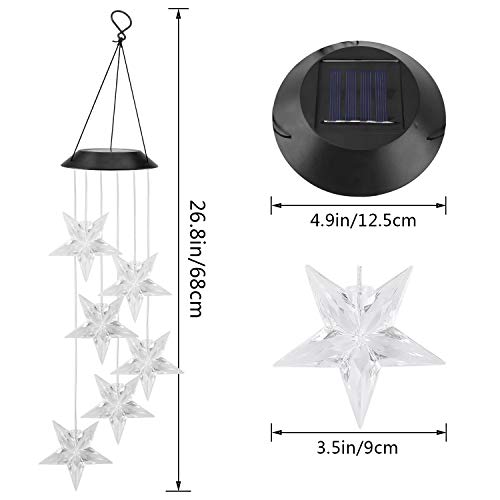 Solar Garden Lights,ELMCHEE Color Changing Wind Chimes Solar Star Mobile LED Portable Waterproof Outdoor Decorative Romantic Wind Bell Light for Patio Yard Garden - Thumbnail 2