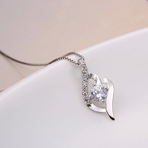 Necklace, 925 Sterling Silver CZ Pendant Necklace Potok Fine Jewelry for Women 18", Ideal Gifts for Daughter Girlfriend Mother