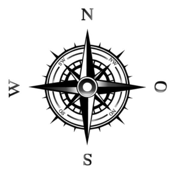 Compass Sticker for Outdoor and Indoor (RPT 53) (9 cm, Black/Grey 11/1)