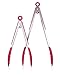 Oberhaus 9-Inch & 12-Inch Premium Red Silicone Tongs 2 Pack (Available Colors: Black, Red, Green, and Pink)