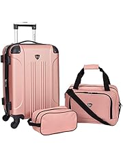 Travelers Club Sky+ Luggage Set, Rose Gold, 3 Piece