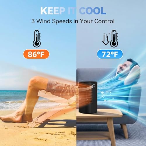 Aire Acondicionado Portátil, 4 en 1 Mini Enfriador de Airecon Tanque de Agua 1000ml luz de atmósfera de 7 colores, Mini AC Personal con temporizpara dormitorio, escritorio, casa, oficina (Negro)