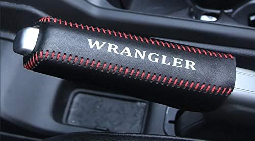 FMtoppeak Car Gear Shift Knob Handle Cover Four Drive Wheel Shift Knob Cover Hand Brake Cover for Jeep Wrangler JL 2018 UP (Hand Brake Cover(Black with Red Line))