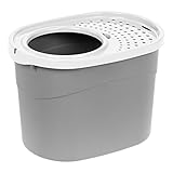 IRIS USA Top Entry Cat Litter Box, Gray/White