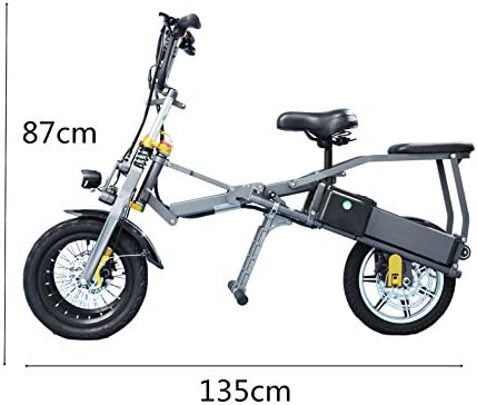 SMLRO JX003 Foldable Second Electric Tricycle Bike Scooter, 14 Inches, 250 W, 36 V, 10.4 AH, 3 Speeds Li-Battery, Powerful Bike Tricycle Scooter for Adults/Children