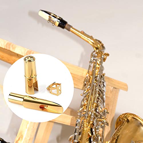 Metal Mouthpiece for Alto Saxophone Nozzle, Alto Plated Tenor Metal Saxophone Mouthpiece Gold Lacquer Mouthpiece Nozzle Sax Mouth Instruments