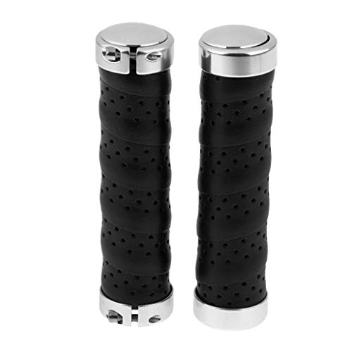 SM SunniMix 1 Pair Bike Handlebar Grips Anti-Slip Bicycle Handle Grip with Dual Lock, Bike Grip for Scooter Cruiser Tricycle Mountain Road Urban Foldable Bike – Black