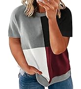 Asvivid Womens Plus Size Tops Summer Short Sleeve Crew Neck Loose Casual Tee T Shirt