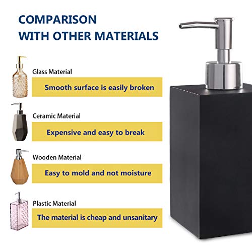 Bathroom Accessories Set, 5 Piece Resin Bathroom Sink Set, Toothbrush Holder, Liquid Soap Dispenser, Soap Dish, 2 Tumblers, Black - Thumbnail 4