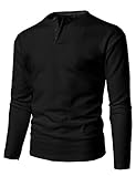 H2H Mens Casual Basic Long Sleeve Henley T-Shirts Of Ribbed Cotton Black US L/Asia L (KMTTL0446)
