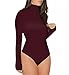 Sumtory Women High Neck Top Bodysuit Long Sleeve Bodycon Romper Solid Thong Leotard