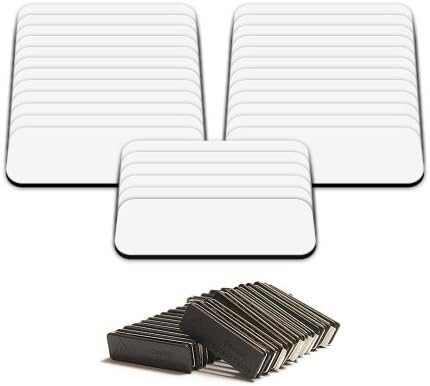 25 Blank Plastic Name Tags with Magnet Fasteners (White and Black)