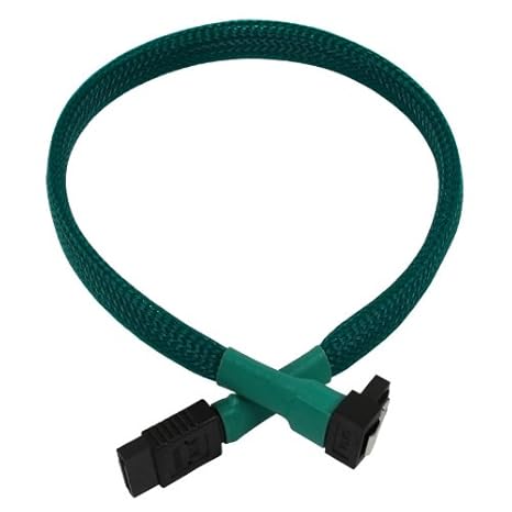 Nanoxia 900500030 SATA 3.0 Anschlusskabel, Abgewinkelter Stecker, Sicherheitslasche, 30 cm, Grüner Sleeve