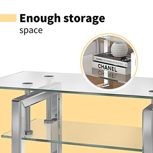 Mecor Mirrored Coffee Table with 2 Tier Glass Boards & Sturdy MDF Legs