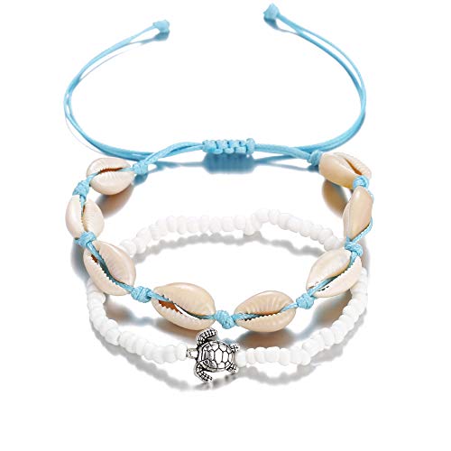 fuyo Handmade Sea Shell Anklet, Size Adjustable for Women Beach Jewelry (2 pcs - Thumbnail 4