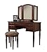 Bobkona St. Croix Collection Vanity Set with Stool, Cherry