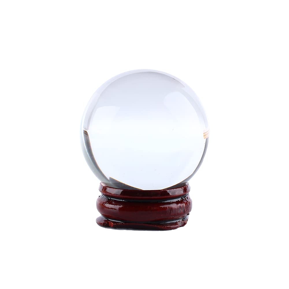 Crystal Ball 40mm Clear Crystal Sphere with Wood Stand for Feng Shui,Meditation,Healing,Display Ornaments