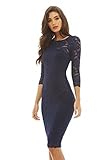 AX Paris Women's Crochet Bodycon Midi Dress(Navy, Size:4)