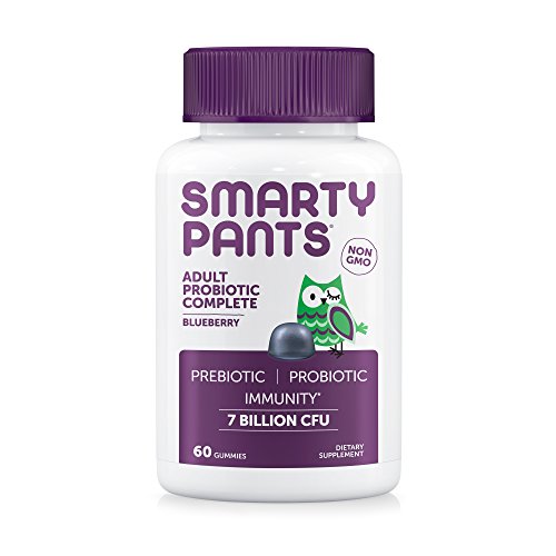 SmartyPants Probiotic & Prebiotic Immunity Gummies for Adults: 7 billion CFUs & WellmuneÂ® Prebiotic, VEGAN, NON-GMO, GLUTEN-FREE, PATENT-PENDING; BLUEBERRY; 30 Day Supply