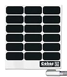 Ziggyboard Chalkboard Party Labels with Fine Tip White Chalk Marker 54 Small Rectangle Shape Stickers for Home, Kitchen, Wedding or Events