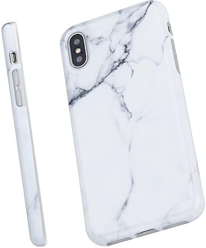 iPhone X Case Marble White, KINFUTON iPhone X Phone Case,Slim Fit Glossy TPU Soft Rubber Silicon Gel Mobile Phone Case Protective Cover for iPhone X (2017)