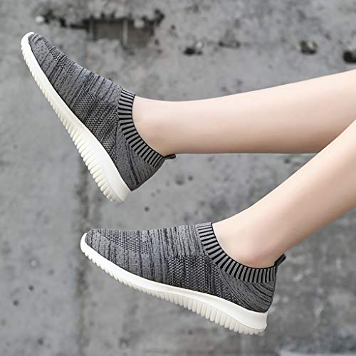 Women's Fashion Sneakers Breathable Mesh Casual Sport Shoes Comfortable Walking Shoes (Gray -5, US:9.0) - Thumbnail 2