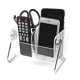 Melzoon Remote Control Holder Clear Acrylic Media Organizer Storage Box 360 Degree Rotatable Bed TV Remote Holder Universal Table and Nightstand Convenient Remote Control Caddy Six Compartments