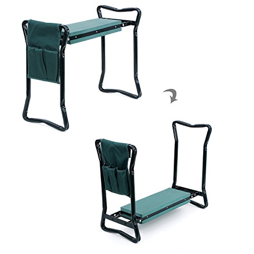 Songmics Kniebank 59 x 48 x 27 cm Gartenbank Hocker Sitzunterlage EVA-Schaumkissen Stahlrohr (Grün) GGK01G – Bild 3