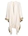 ZLYC Women's Shawl Wrap Open Front Fringe Poncho Cape Sweater Coat Cardigan (Beige-1)