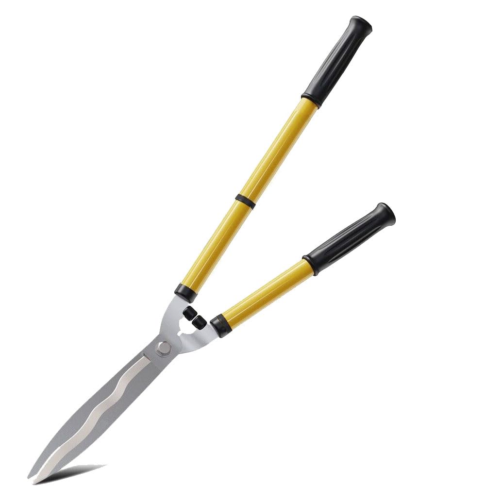 33'' Telescopic Hedge Shear, 65cm to 84cm Garden Shears,Carbon Steel Wavy Sharp Blades,Extendable Hedge Clippers Scissors,Long Handle,Ideal for Gardening Grass Lawn Pruning Hedges Shrubs Trimming