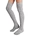 STYLEGAGA Winter Slouch Top Over The Knee High Knit Boot Socks (One Size:XS to M, Slouch Top_Gray)