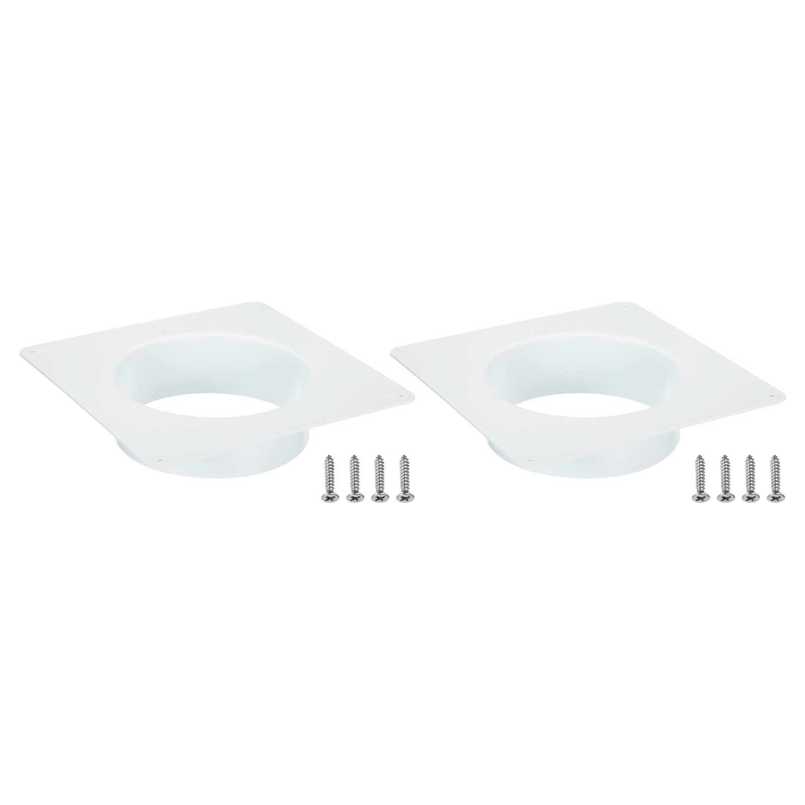 PATIKIL 6" Duct Connector Flange, 2 Pack Dryer Vent Wall Plate Square to Round Straight Ducting Plate for Air Heating Cooling Ventilation Exhaust Fan, White