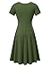 HUHOT Women Short Sleeve Round Neck Summer Casual Flared Midi Dress (Medium, Moss Green)