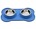 VIVAGLORY Dog Bowls, Dog Food Bowls, Stainless Steel Cat Puppy Water Bowls with Non Spill Skid Resistant Silicone Mat, Small, Blue
