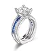Newshe Wedding Band Engagement Ring Sets for Women 925 Sterling Silver Round Blue White Cz Size 5-12