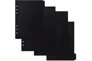KOQYE A5 Black Dividers 6-Tab Sturdy Plastic Planner Dividers Page Protectors for 6-Ring Binders, Agenda, Notebooks Inserts (A5)