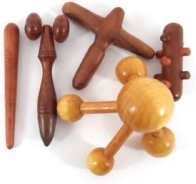 Set 5 Pcs. Reflexology Traditional Thai Massage Wooden Stick Tool Hand Head Foot Face Body Massage Tool Massager Red Wood #1 by Thai Star