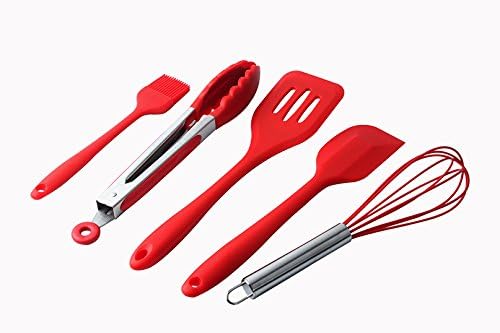 KITCHEN UTENSIL SET 5 IN 1 (Heat Resistant,Hygienic,Non Stick & Durable- Perfect for cooking or Baking- Red Colur)